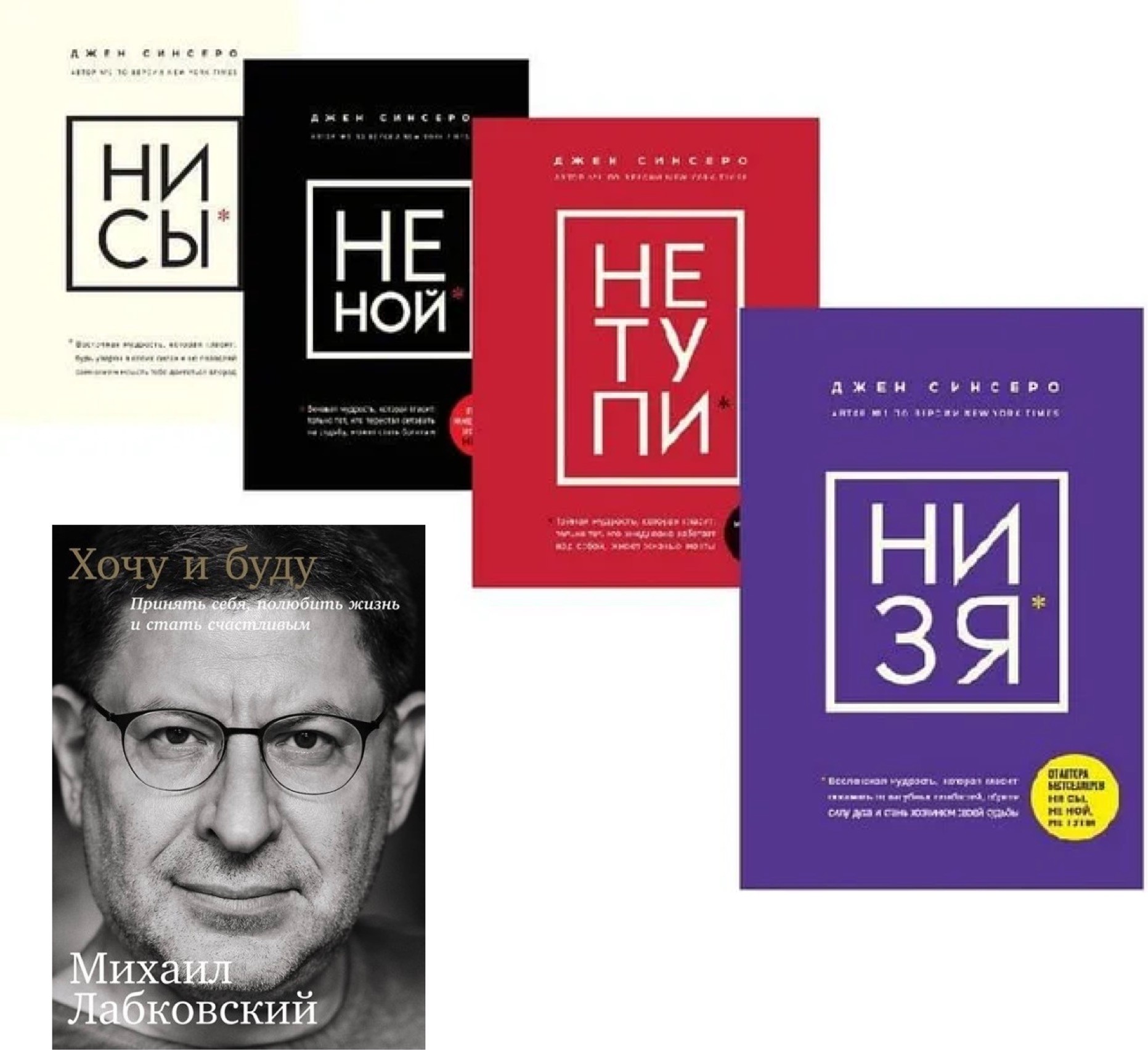 

Набор книг Ни сы Не ной Не тупи Ни зя - Джен Синсеро Хочу и буду- Михаил Лабковский
