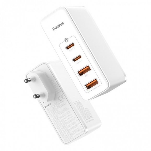 

Блок питания Baseus GaN2 Pro 100W |2xUSB/2xType-C, 5A| + кабель USB-C 100W white