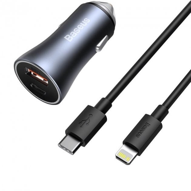 

Зарядное устройство Baseus Quick Charger 40W в авто Type-C/Lightning