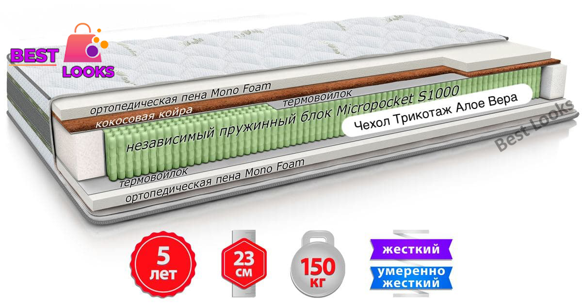 

Матрас ортопедический 160х200 Come-for Aloe Vera ФЛОРА