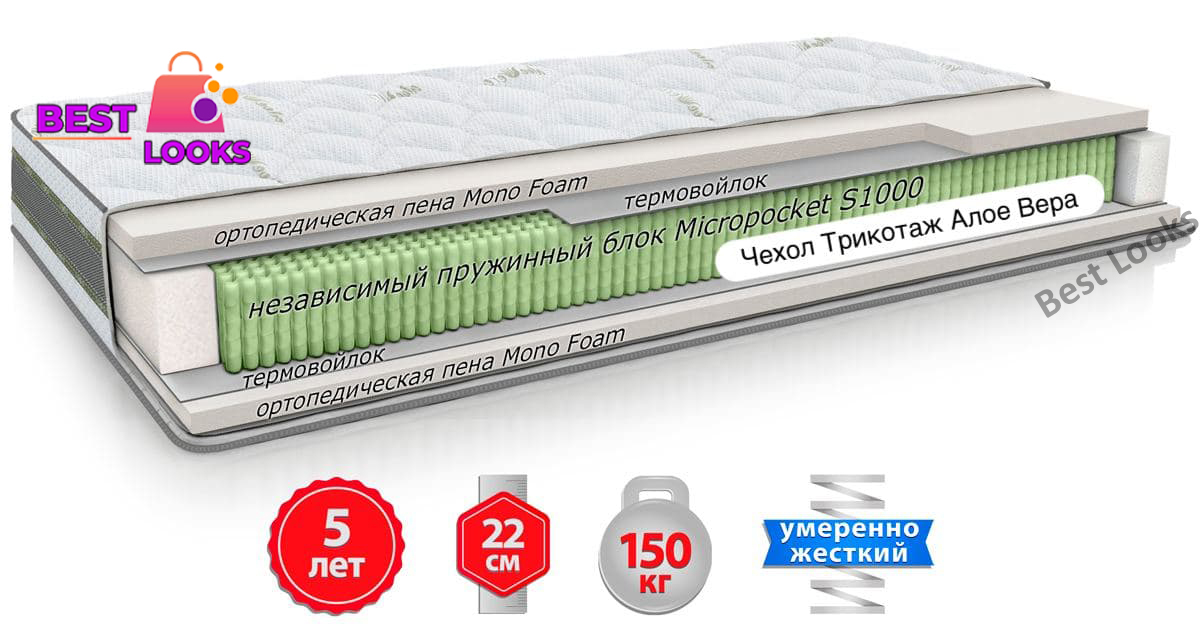 

Матрас ортопедический 80х200 Come-for Aloe Vera ВЕРДА