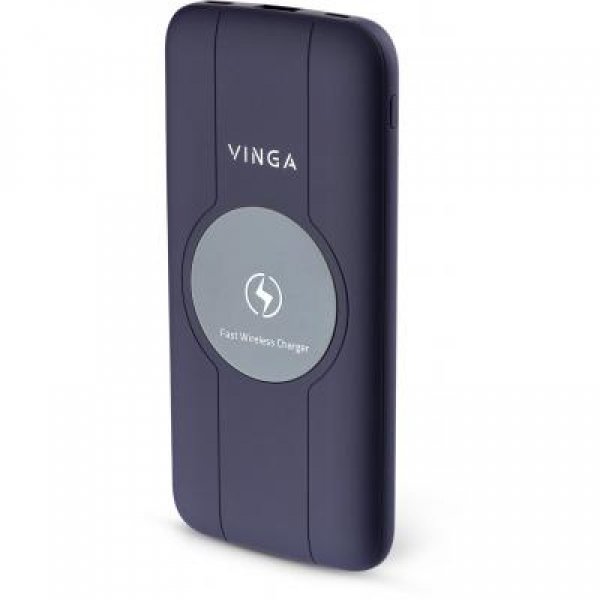 

Батарея универсальная Vinga 10000 mAh Wireless QC3.0 PD soft touch purple