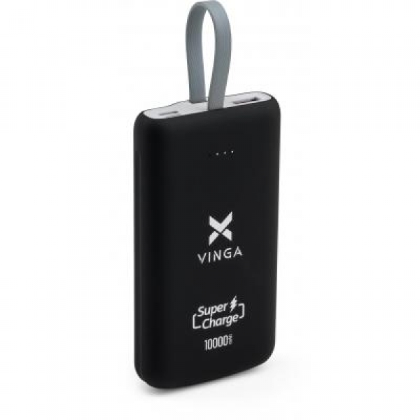 

Батарея универсальная Vinga 10000 mAh SuperQC soft touch w/cable 22.5W black