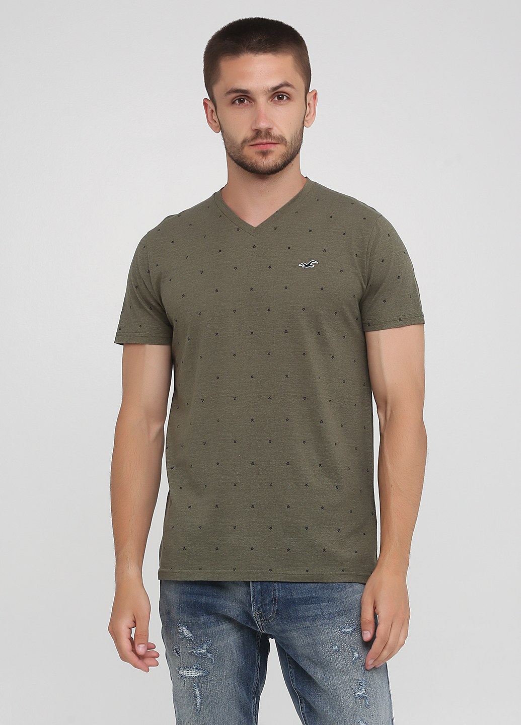

Оливковая футболка - мужская футболка Hollister HC8569M M Оливковый