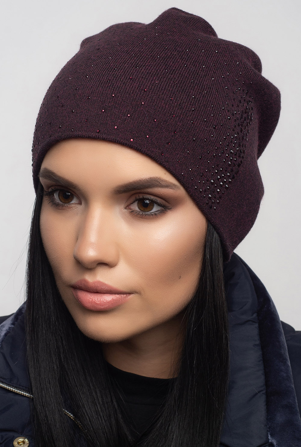 

Женская Шапка Leks-Jolie Ладья Размер (53-57) Цвет (черный+бордо)