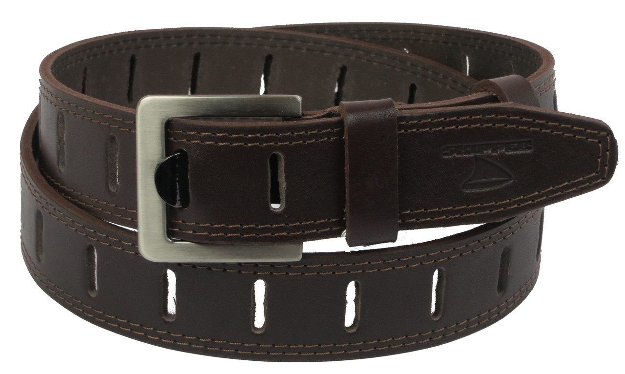 

Кожаный ремень мужской Skipper 118-138х3,8 см Коричневый