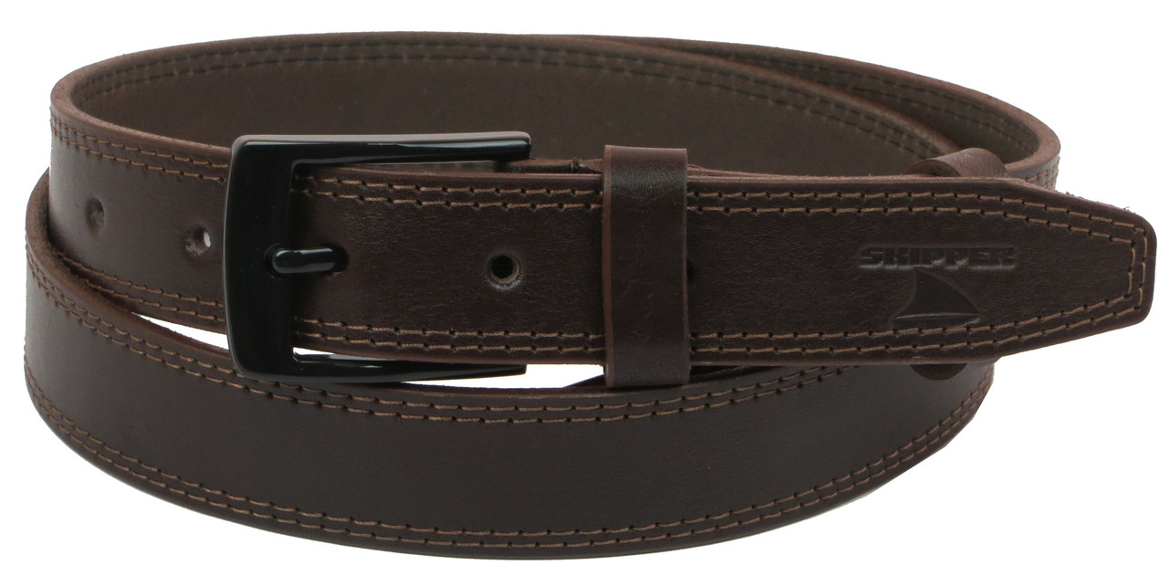 

Кожаный ремень мужской Skipper 120-140х3,3 см Коричневый