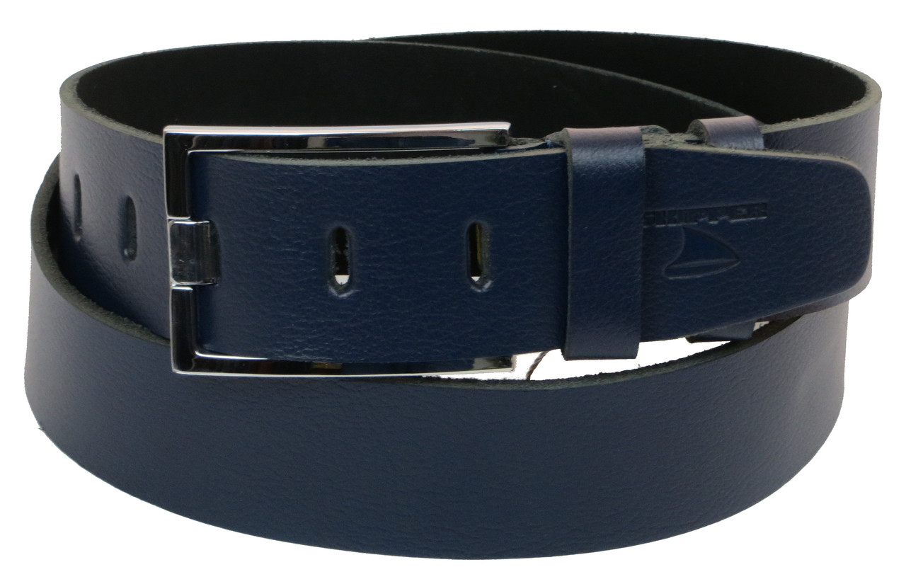 

Кожаный ремень мужской Skipper 122-142х4,5 см Синий