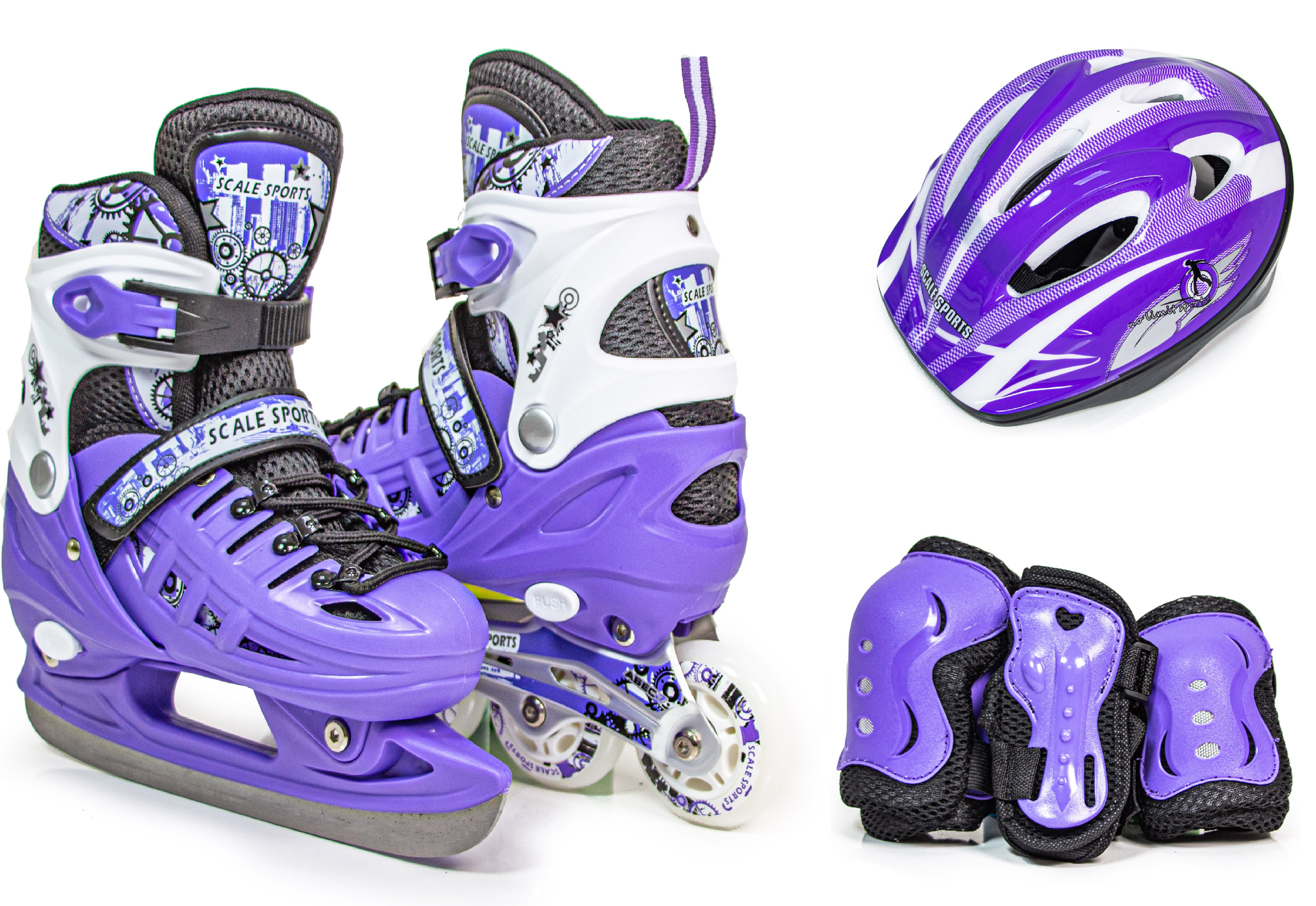 

Комплект ролики-коньки с защитой 2in1 Scale Sport. Violet (размер 34-37) 667501443