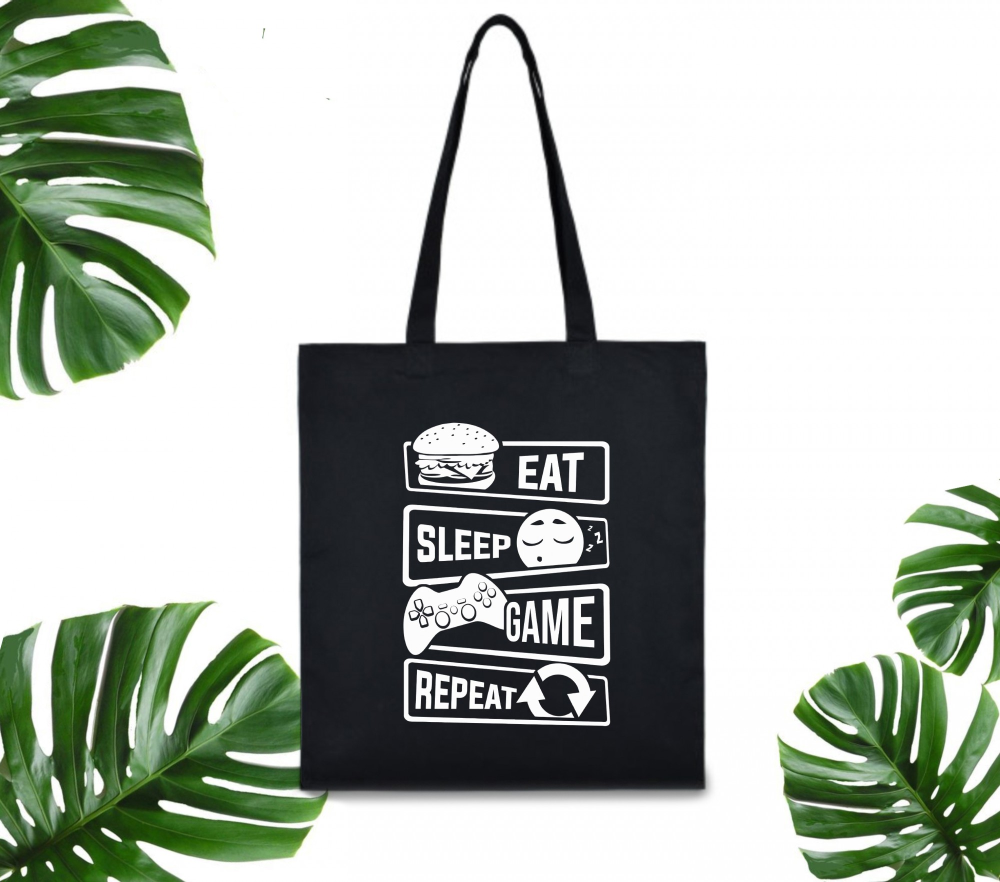 

Эко сумка шоппер Eat Sleep Game Repeat 37 х 41 см черная