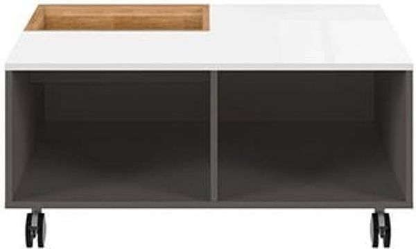 

Журнальный столик BRW Graphic Вольфрам/белый зеркальный блеск/натуральный дуб квадратный