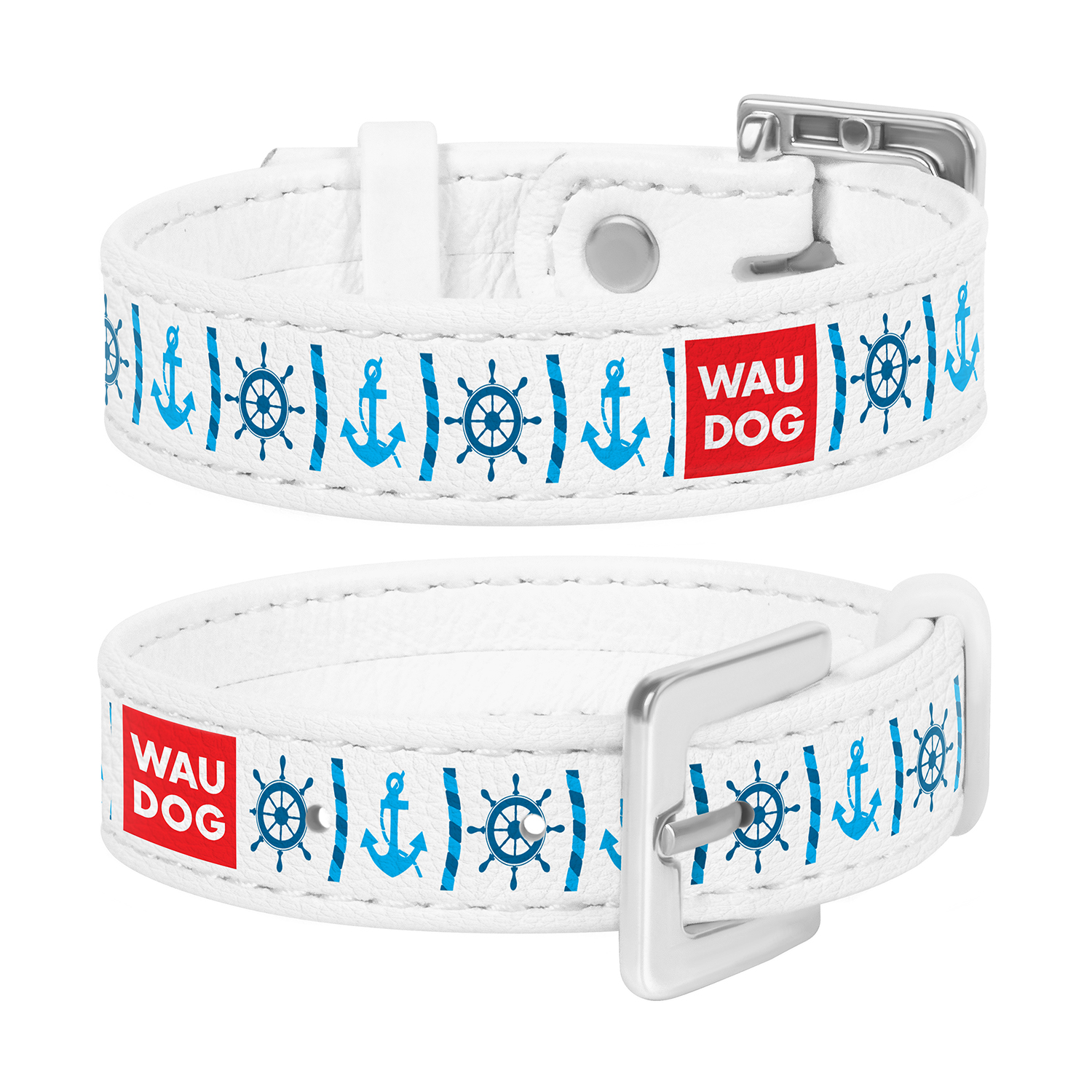 

Браслет WAUDOG Design с рисунком "Якоря", премиум кожа 17-23 см 15 мм Белый (0323-0080-15)