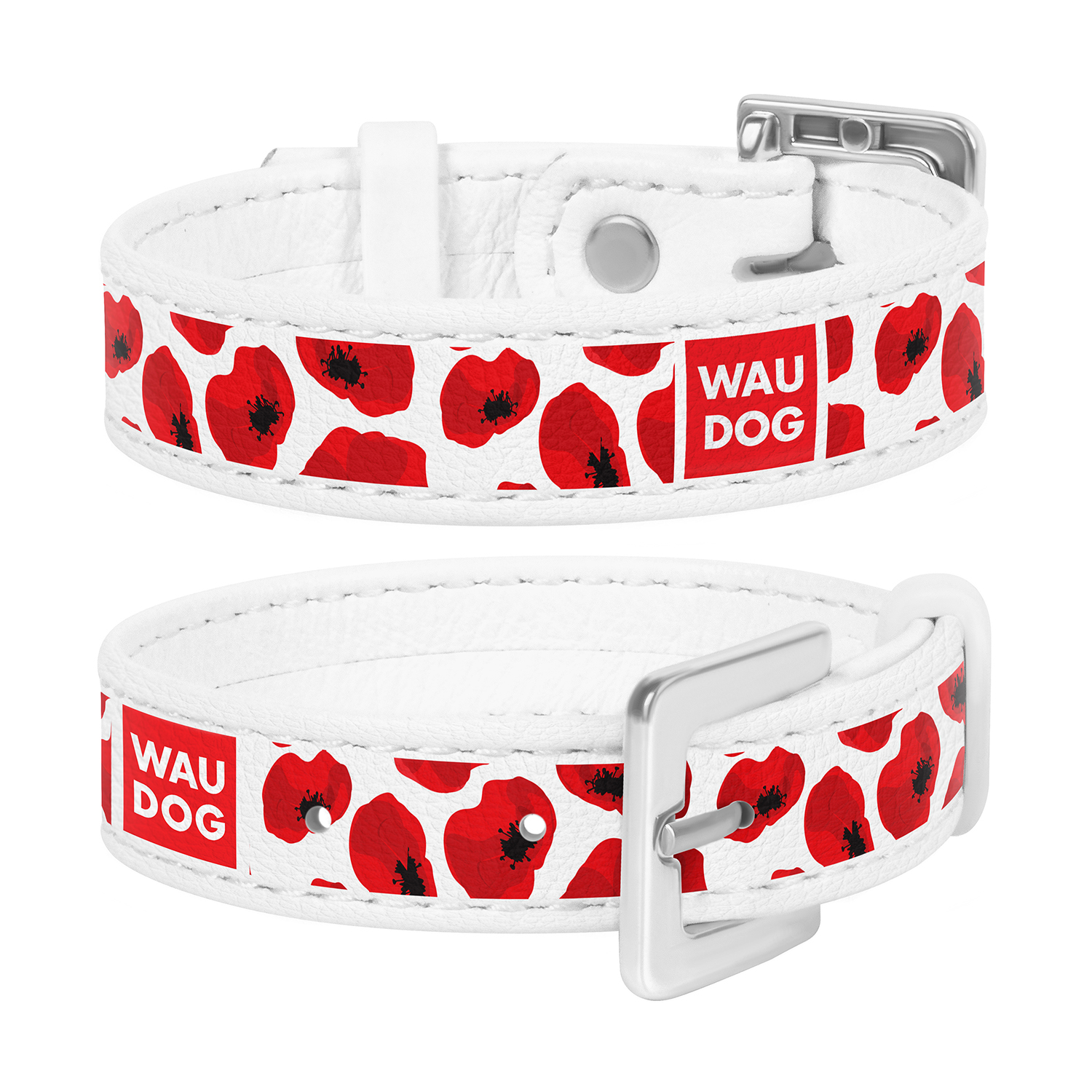 

Браслет WAUDOG Design с рисунком "Маки", премиум кожа 17-23 см 15 мм Белый (0323-0094-15)