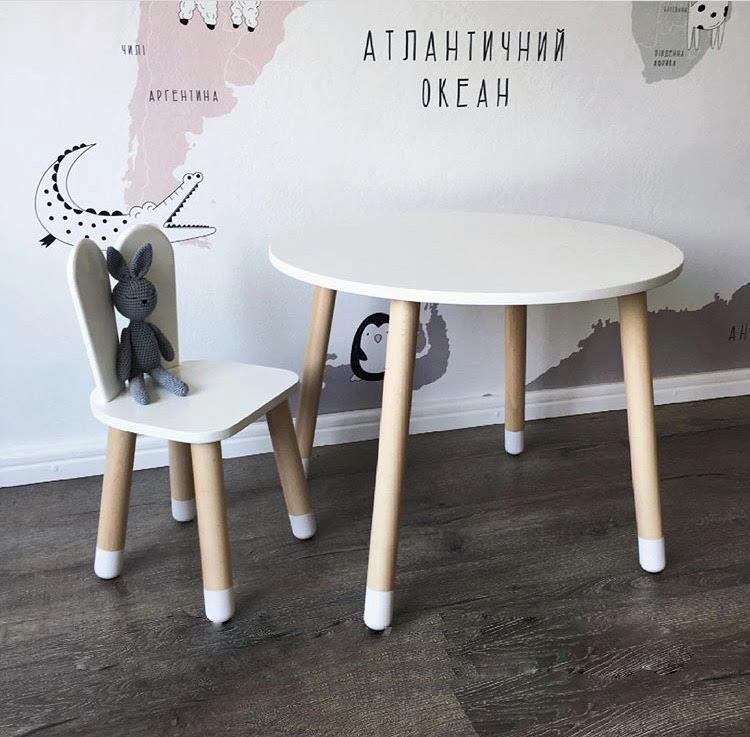 

Детский круглый стол и стульчик KidsBunkBed (Зайчик) цвет белый