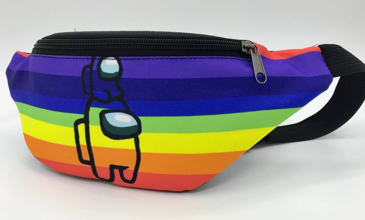 

Сумка бананка детская поясная сумка через плечо разноцветная Among us