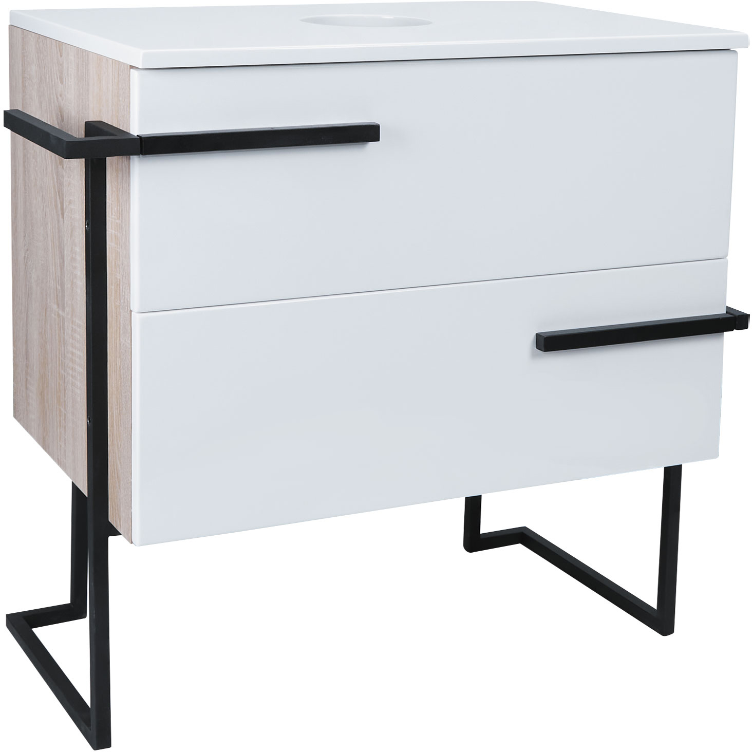 

Тумба напольная QTAP Taurus 600х616х437 White/Whitish Oak со столешницей QT2480TNT603WWO