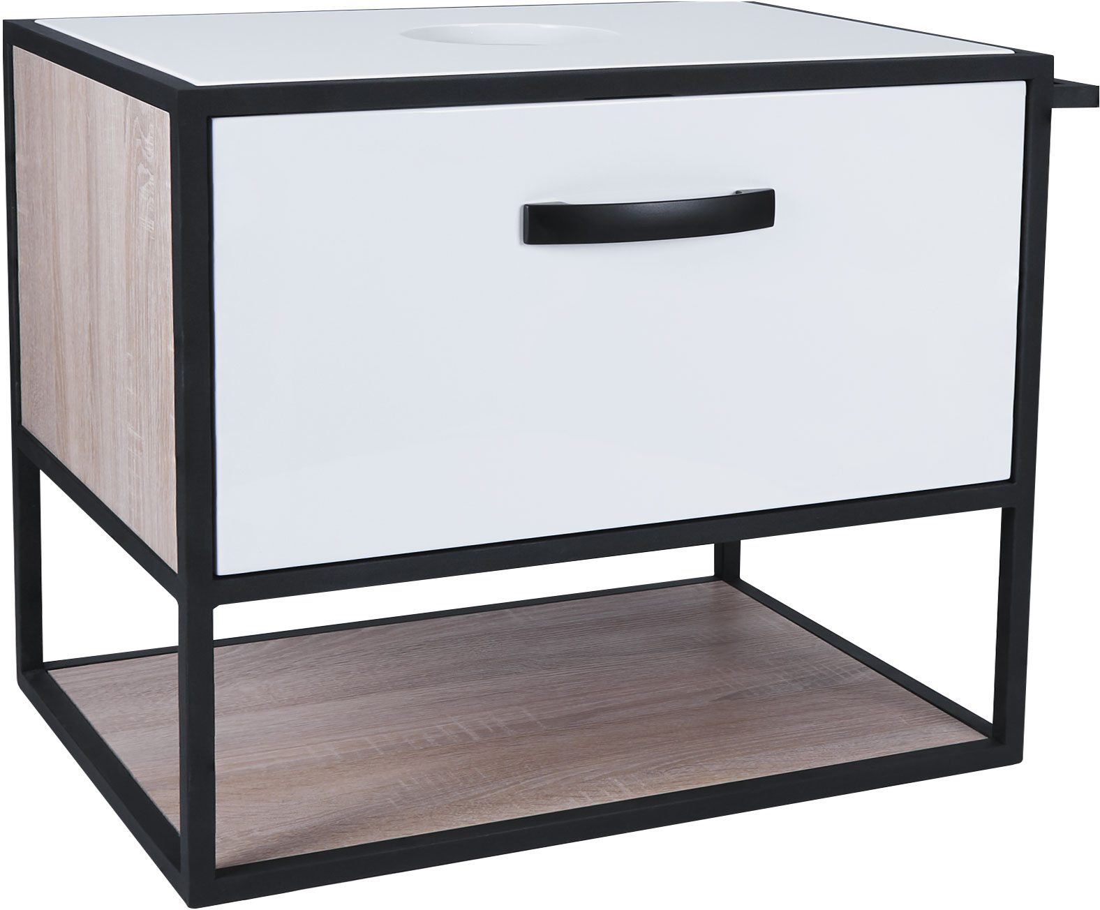

Тумба подвесная QTAP Taurus 700х476х469 White/Whitish Oak со столешницей QT2479TPT703WWO