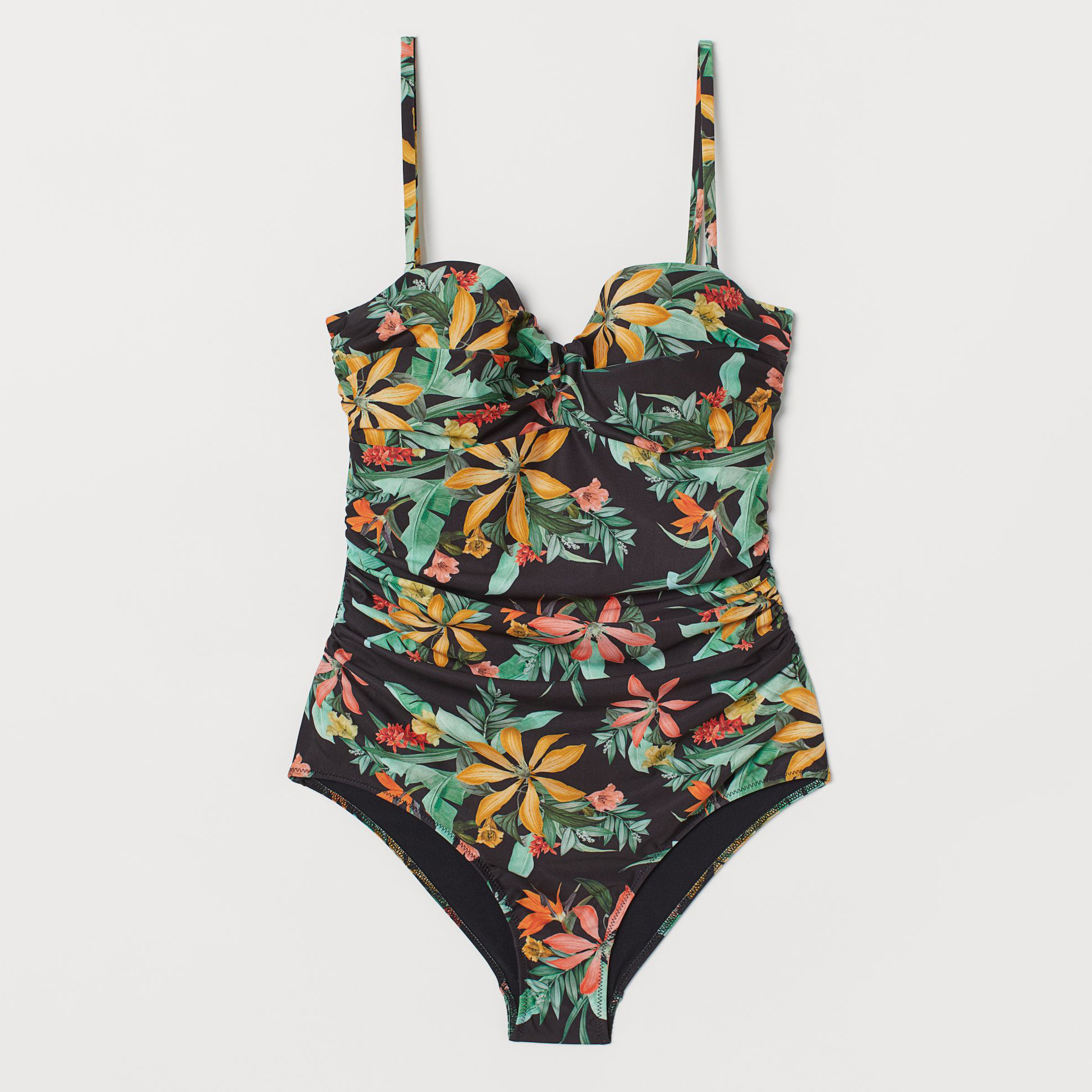 

Женский купальник слитный H&M 6365051dm 44 Черный в цветы