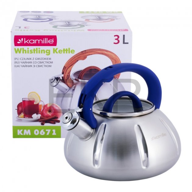 

Чайник Kamille Синий 3л со стеклянной крышкой для индукции и газа KM-0671SN