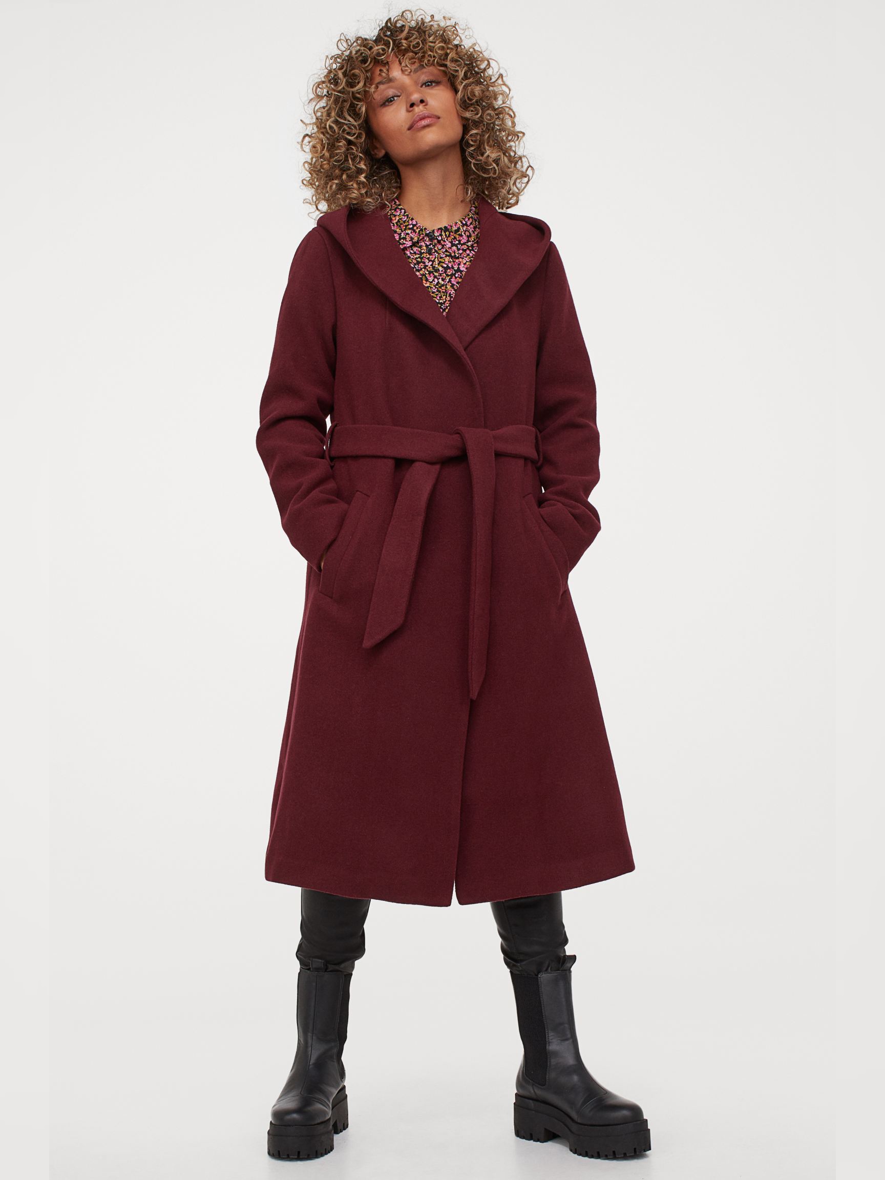 

Пальто H&M 8829922wtr XL Бордовое