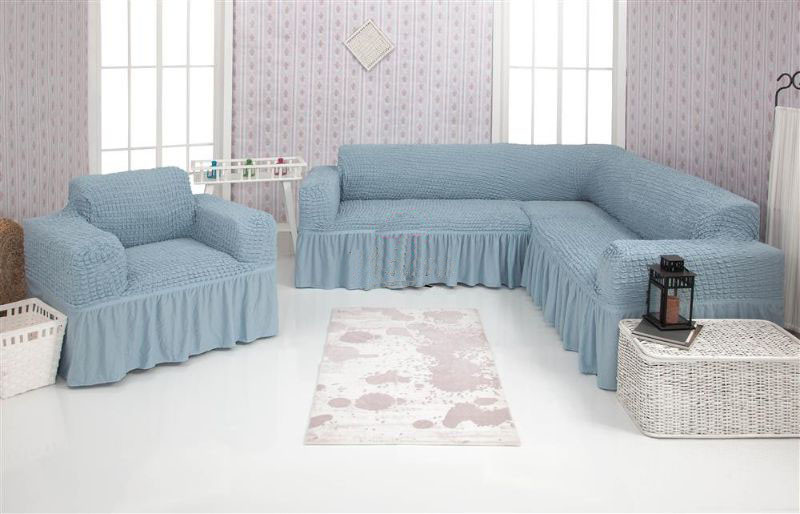 

Чехол на диван угловой и кресло Venera 03 - 215 Голубой