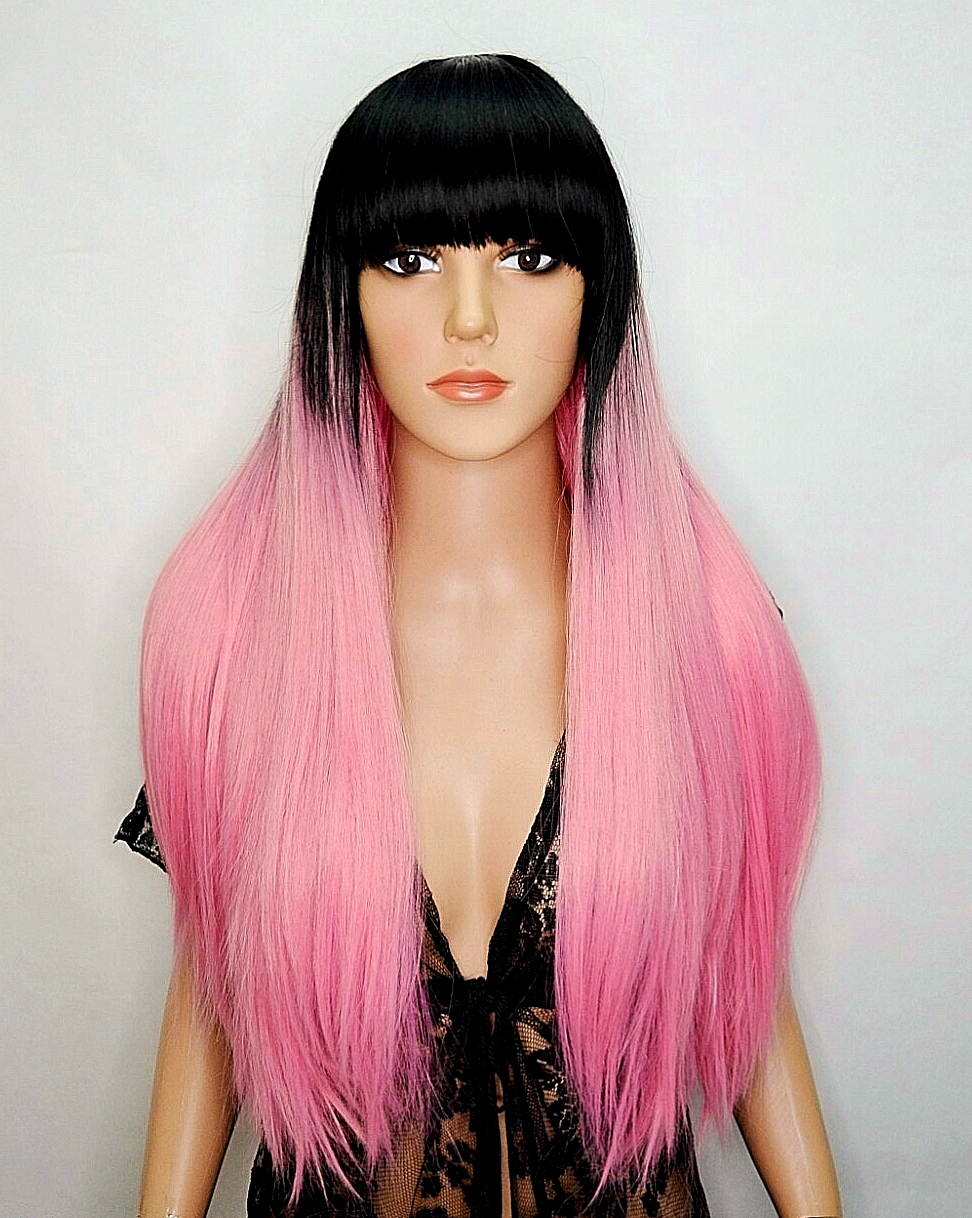 

Парик № 9161 black/pink длинный черно-розовый омбре