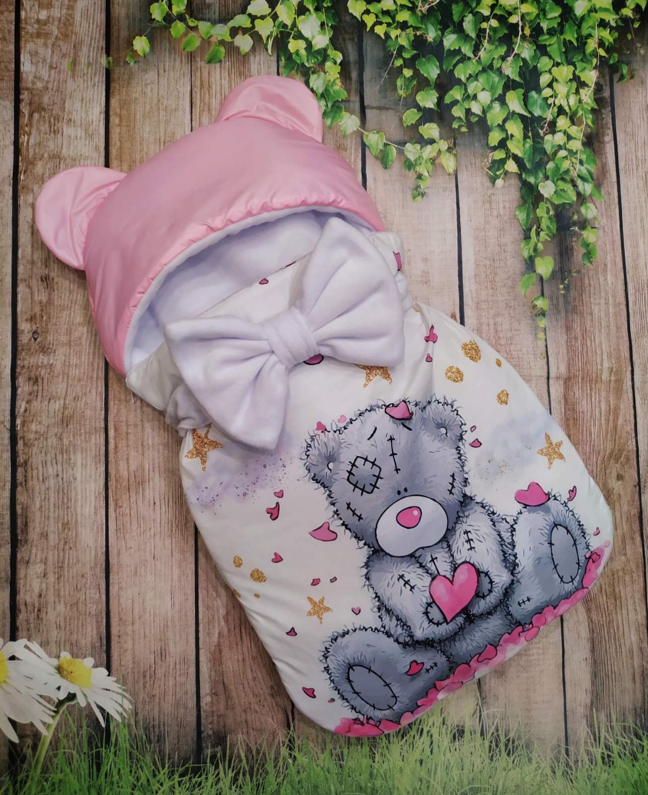 

Конверт спальник закоханий Тедді ШкодаМода OY409 білий рожевий