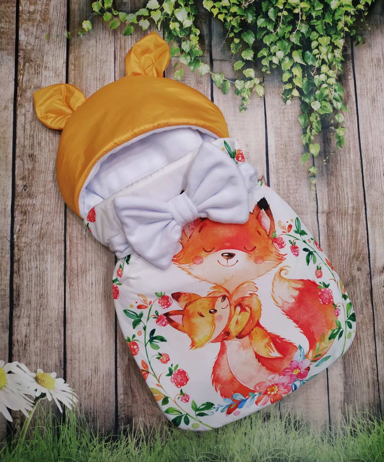 

Конверт спальник Fox family ШкодаМода OY410 білий оранжевий