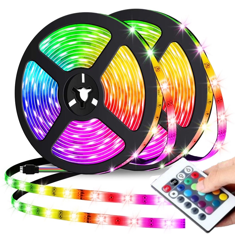 

Лента светодиодная 3528 300 LED RGB 5м IP68 с пультом и блоком питания, комплект 2 штуки