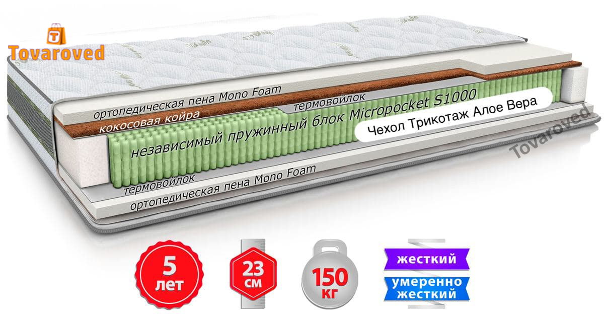 

Матрас ортопедический 160х200 Come-for Aloe Vera ФЛОРА