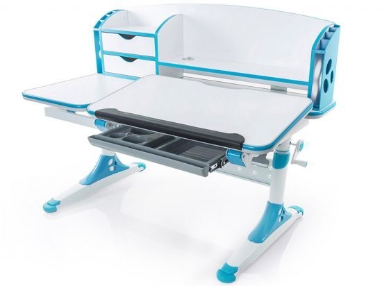 

Детский стол Evo-kids Aivengo L столешница белая / ножки белые с синим Evo-720 WB