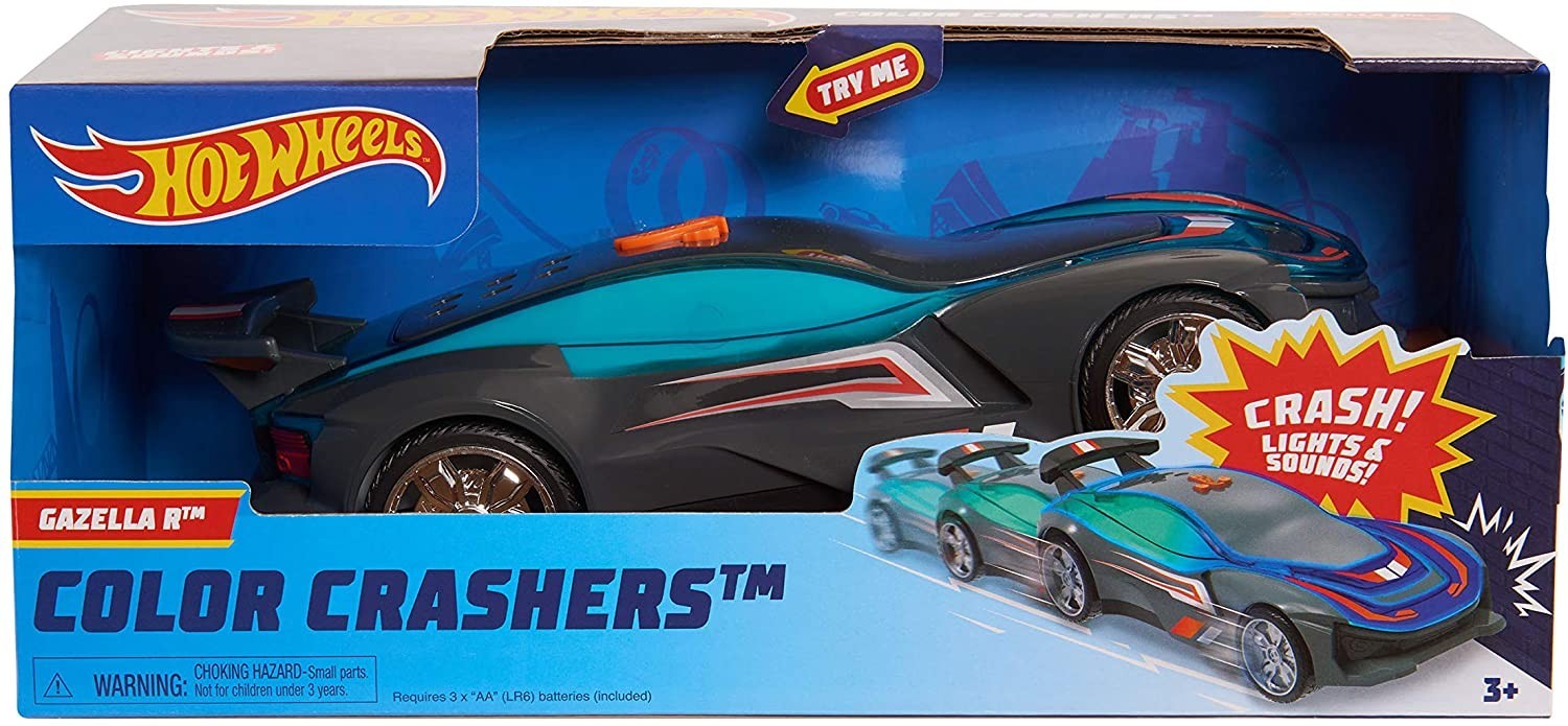

Автомобіль Hot Wheels Race N Crash Gazella R гонка світло звук синя