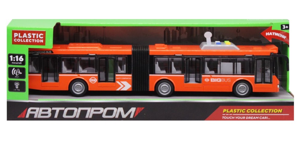 

Автобус инерционный сдвоенный"Автопром 4 двери световые и звуковые эффекты 44 см (Т1015)