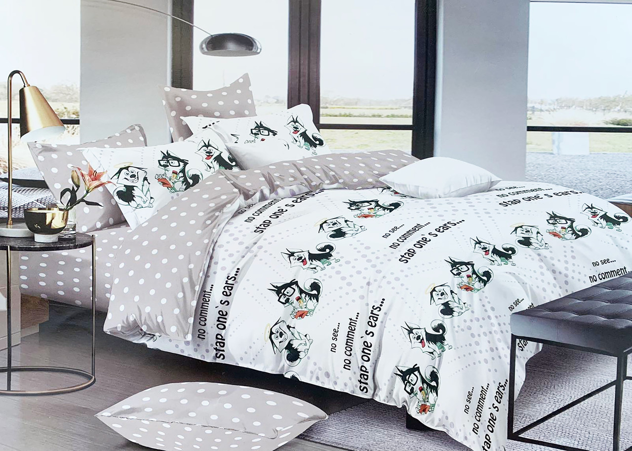 

Постельное белье двуспальное Собачки 50х70 см, 180х220 см, на резинке 160х200х25 см