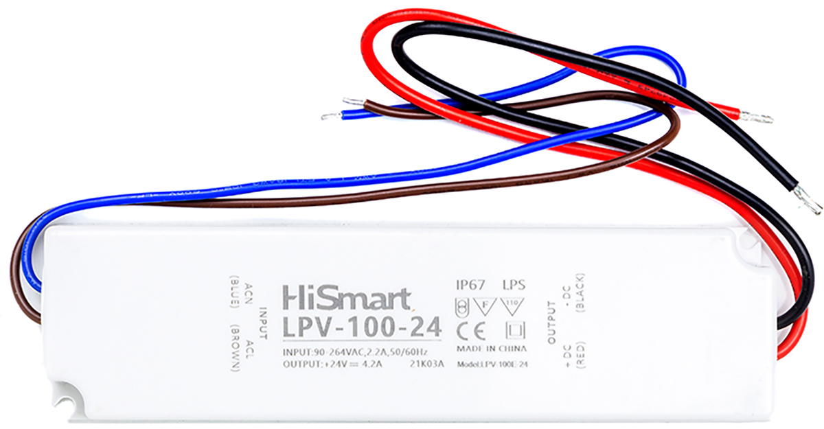 

Блок питания HiSmart 24V 4.2A 100W IP67 (LPV-100-24)