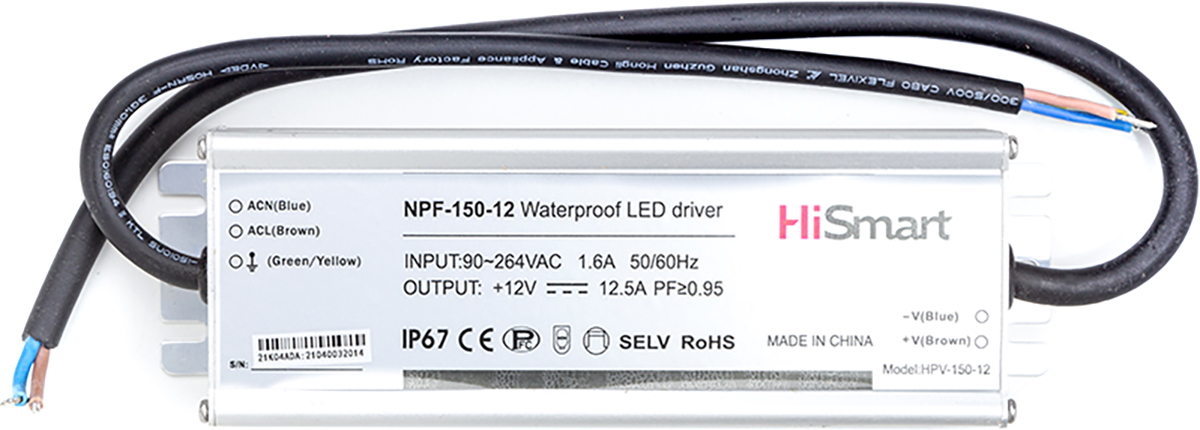 

Блок питания HiSmart 12V 125A 150W PFC IP67 (NPF-150-12)