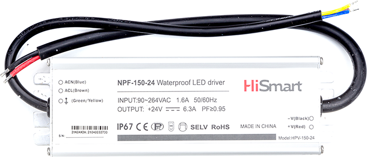 

Блок питания HiSmart 24V 6.3A 150W PFC IP67 (NPF-150-24)