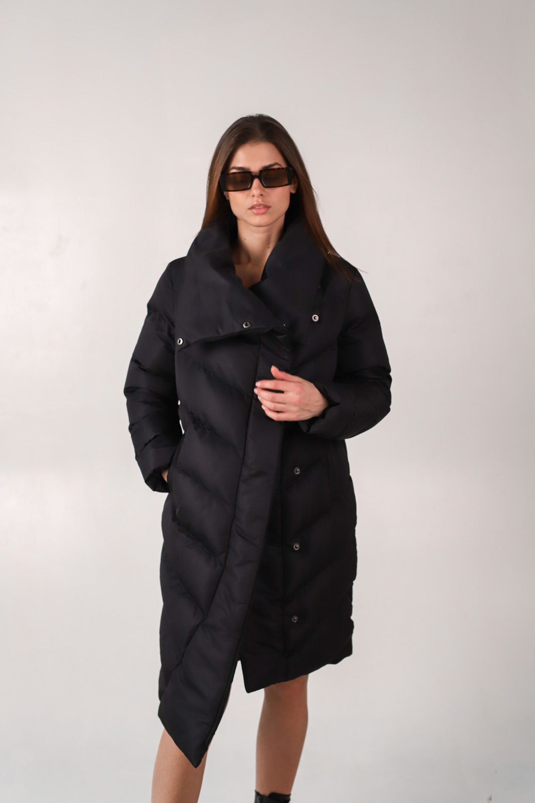 

Пуховик Wear me пальто женское модное длинное зимнее XL Чёрный 2w/01/29