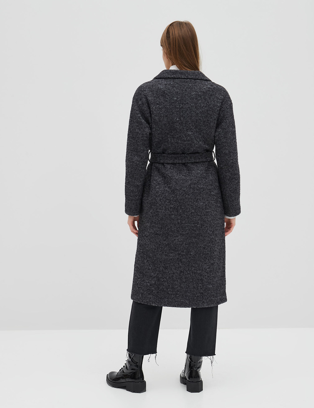 

Пальто Wear me халат женское модное зимнее шерстяное под пояс L Серый 2w/01/25