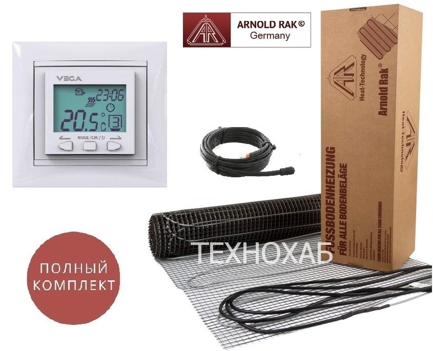 

Теплый пол Arnold Rak Standart FH/4,5м² /810Ват/ 180Вт/м² двухжильный нагревательный мат с программируемым терморегулятором VEGA LTC 090 "PRO+"