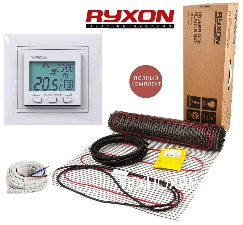 

Теплый пол RYXON HM/0,5м² /100Ват/ 200Вт/м² двухжильный нагревательный мат с программируемым терморегулятором VEGA LTC 090 "PRO+"