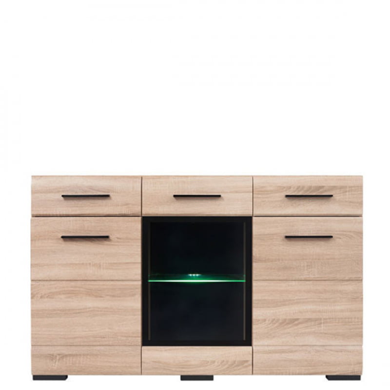 

Современный комод со стеклянными дверцами в гостиную Fever Black Red White 150x93x45 (FEV_KOM1W2D2S/9/15) 076800