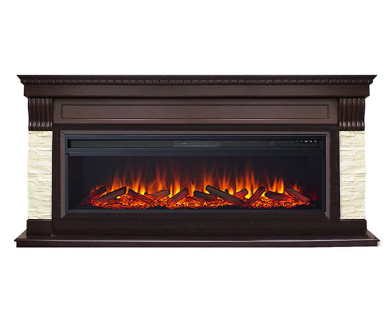 

Линейный каминокомплект Fireplace Эдинбург Темный дуб LED эффект живого огня с таймером и обогревом