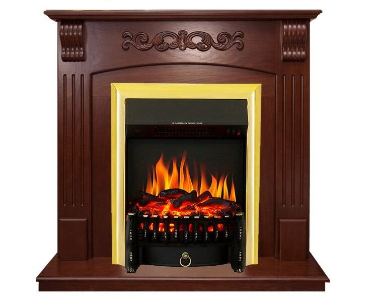 

Угловой каминокомплект Fireplace Шотландия Орех эффект мерцающих дров со звуком и обогревом