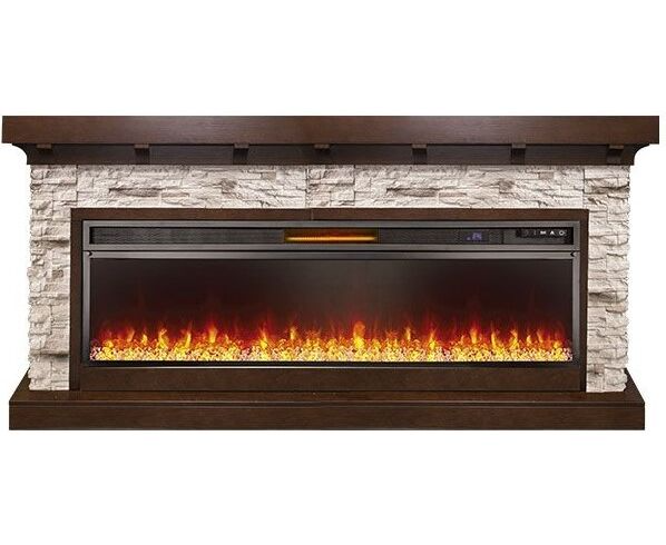 

Линейный каминокомплект Fireplace Бухарест Темный дуб LED эффект живого огня с таймером и обогревом