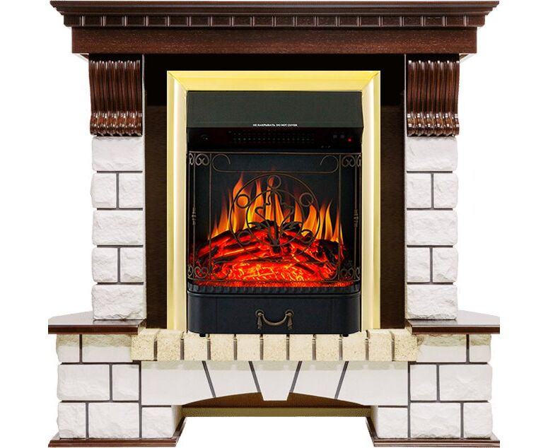 

Угловой камин Fireplace Эстония Белый + Темный дуб эффект мерцающих дров со звуком и обогревом