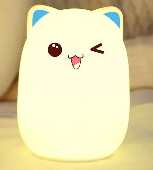 

Силиконовый ночник-игрушка Котик с голубыми ушками RAZA