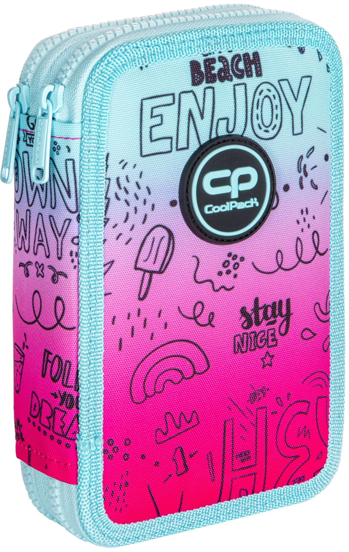 

Пенал CoolPack Jumper 2 Pink Scribble на 2 змейки з наполнением (D066340)