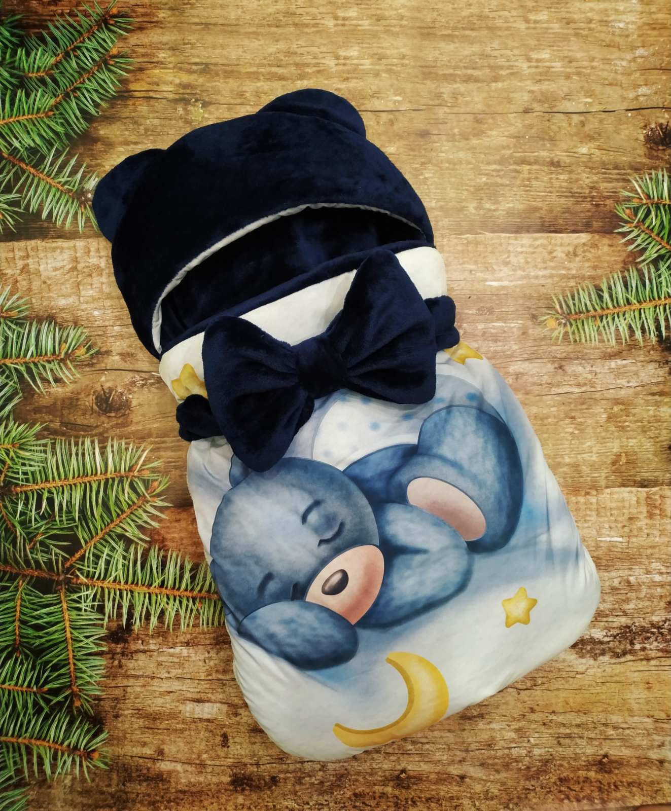 

Конверт спальник для виписки Sweet dreams ШкодаМода IS919 білий синій