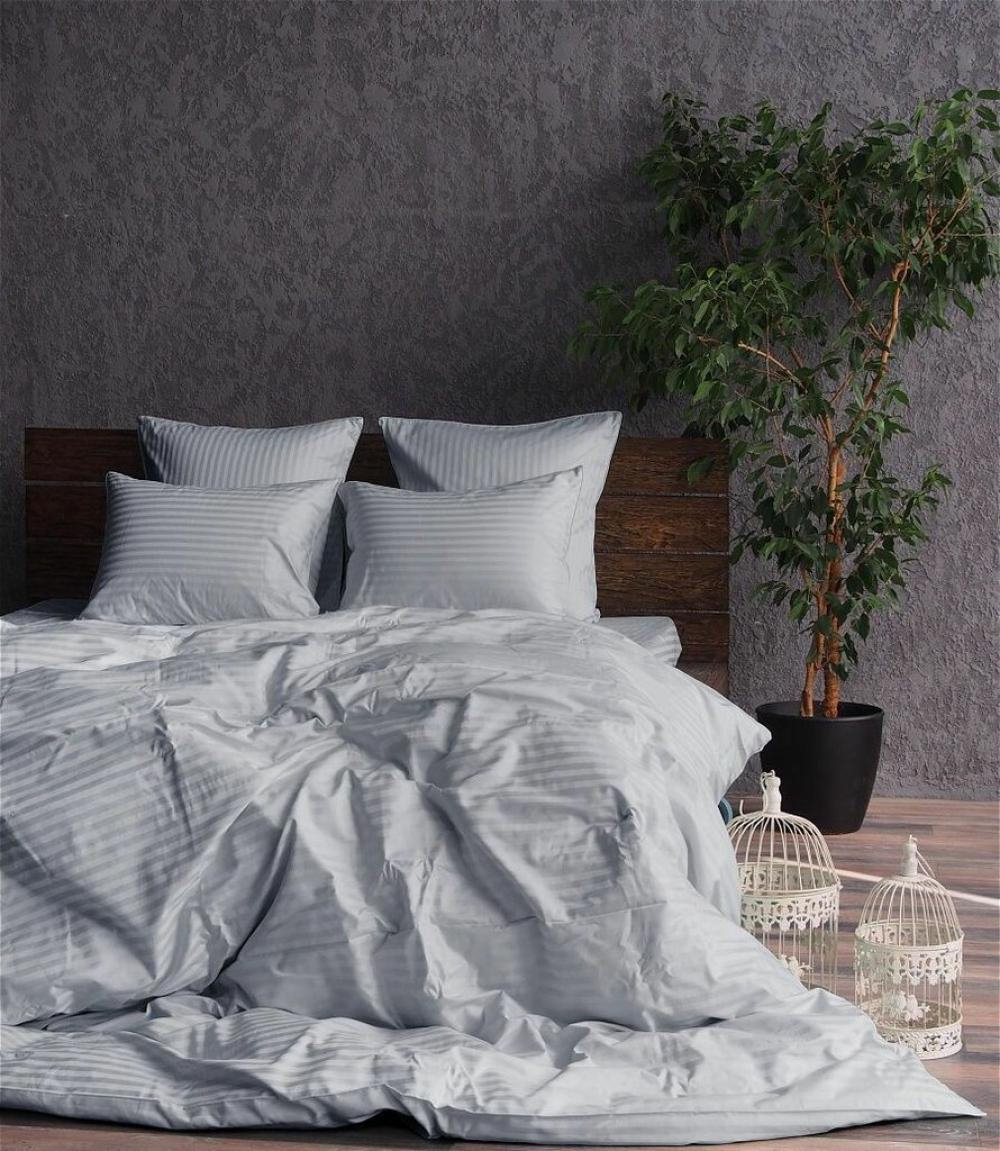 

Комплект постельного белья Komfort-tekstil Stripe LUX LIGHT GREY 1/1см (Евро)